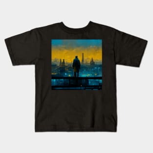 Man Overlooking a City - best selling Kids T-Shirt